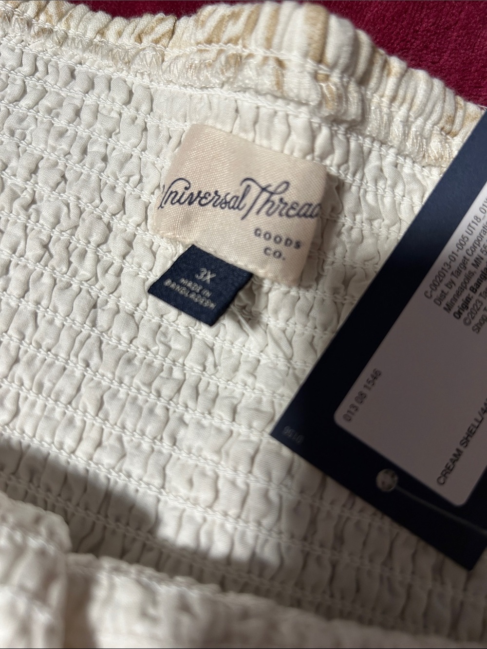 Universal Tread ! Strapless Cream and Beige Textured Sundress - Picture 6 of 6